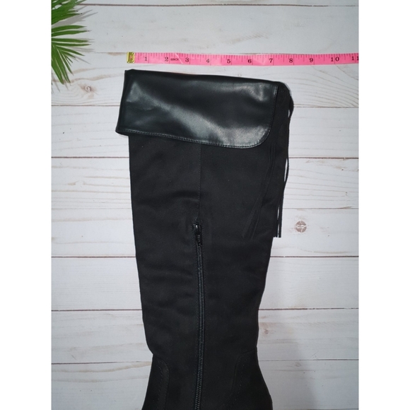 Andrew Geller Women's Suede "Guava" Boots, Tall Over The Knee,  Black, Size 7 - Picture 9 of 11